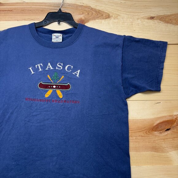 Vintage Itasca State Park Shirt Mens Large Blue Mississippi Headwaters USA Made - Picture 2 of 13